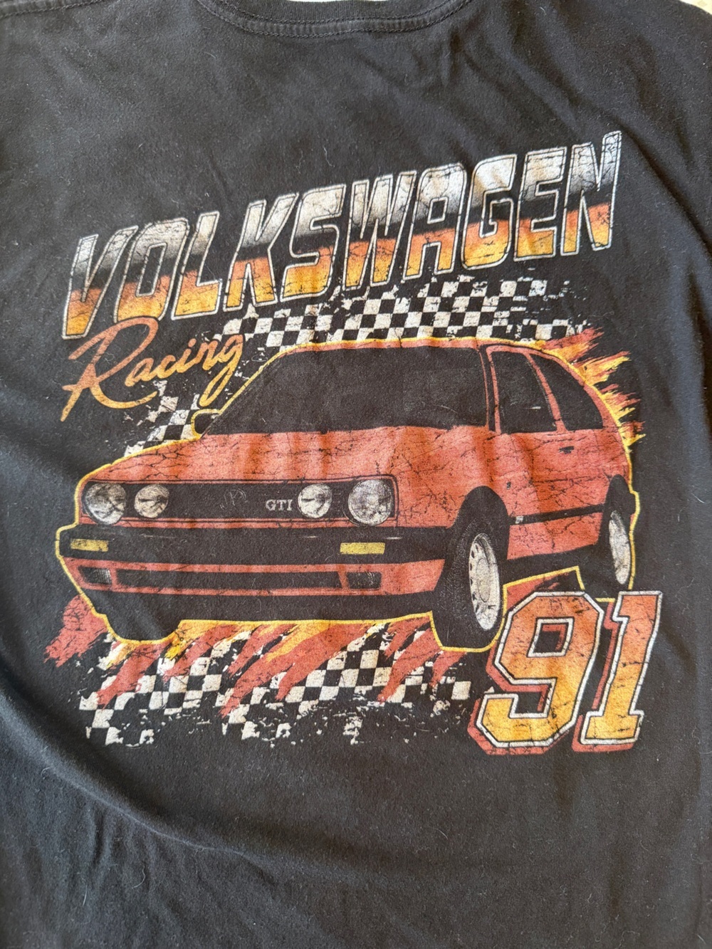 Vintage Racing Graphic Tee - Red & Black Car Print
